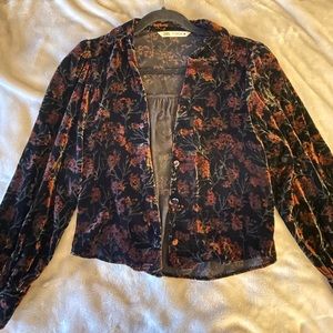 ZARA Floral Print Button Down Blouse